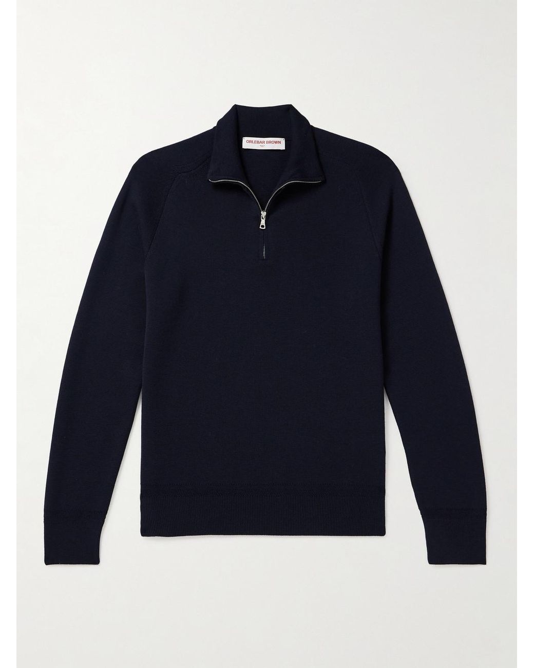 Orlebar Brown Blue Lennard Merino Wool Half-Zip Sweater for men