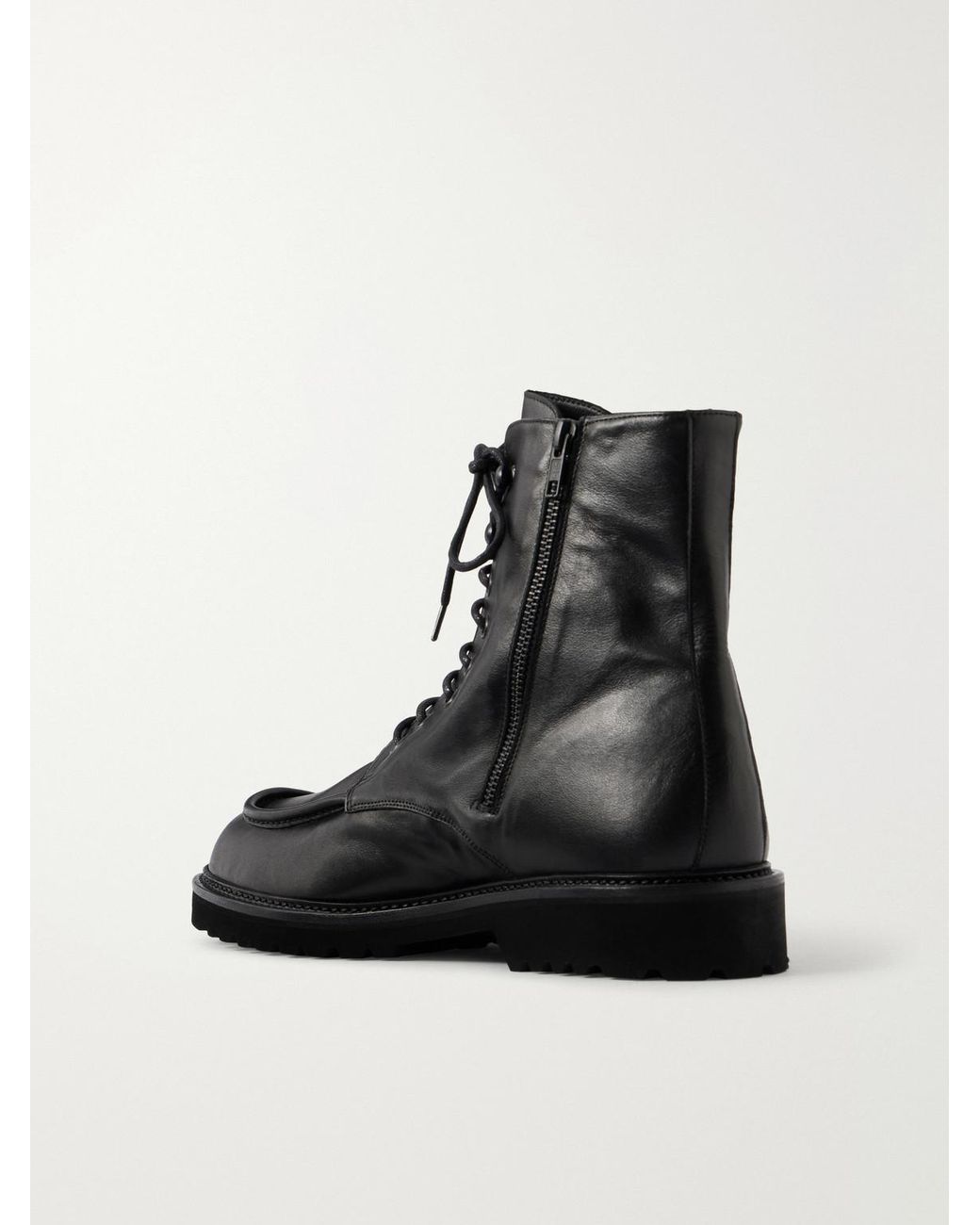 Common Projects Black Piuma Leather Lace-Up Boots for men