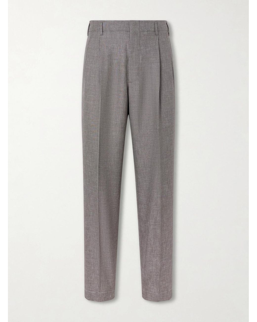 Brunello Cucinelli Gray Straight-Leg Pleated Wool Suit Trousers for men