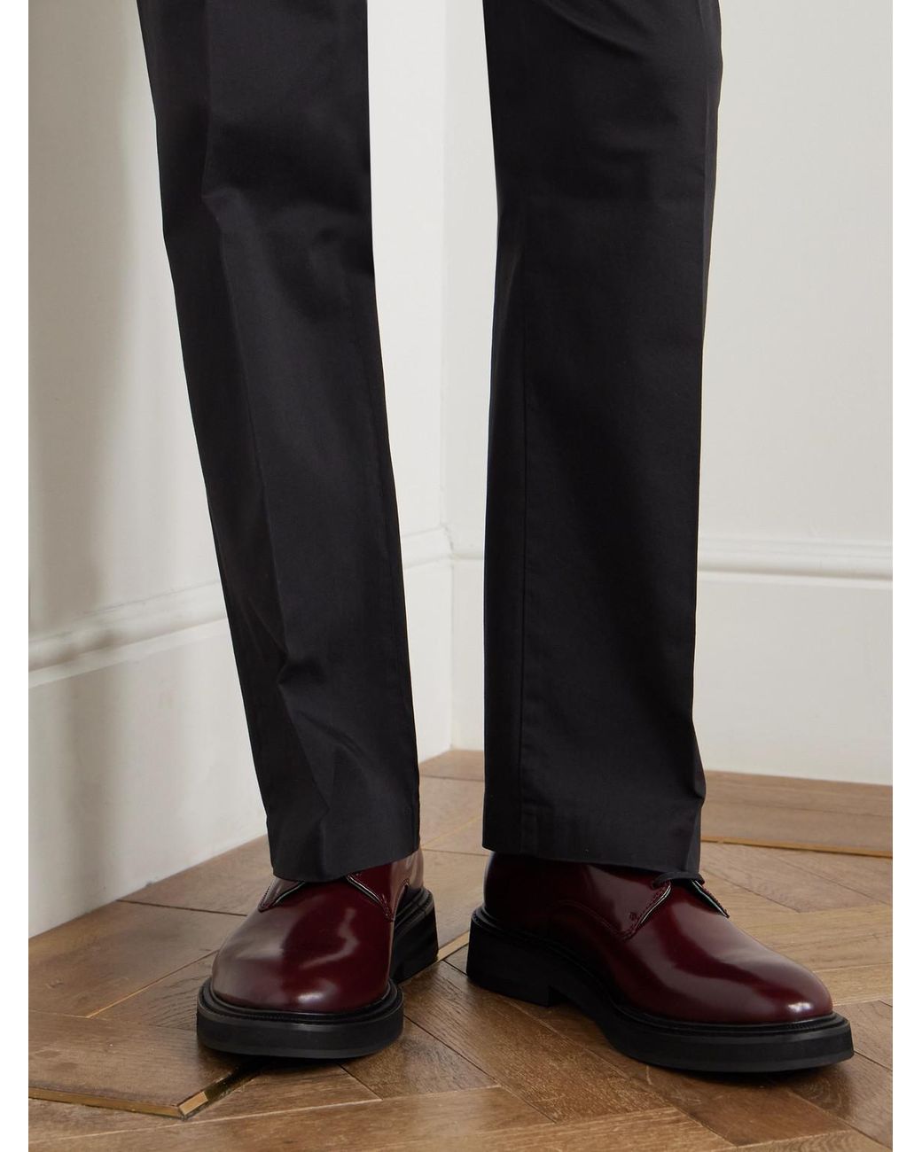 VINNY'S Brown Officer Polished-Leather Derby Shoes for men