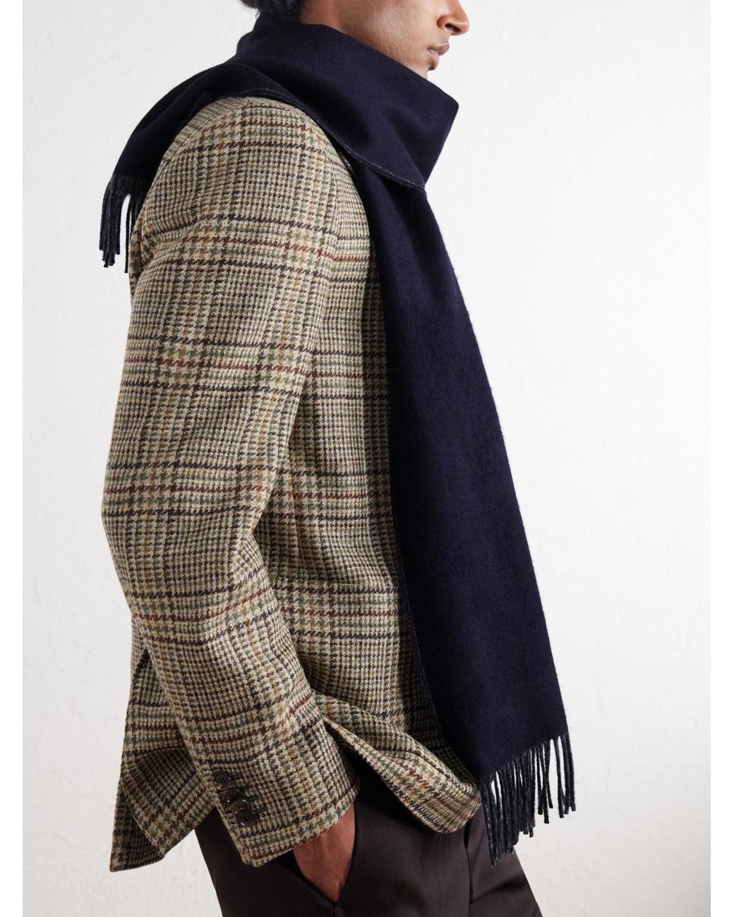 Johnstons Blue Ulva Reversible Cashmere Scarf for men
