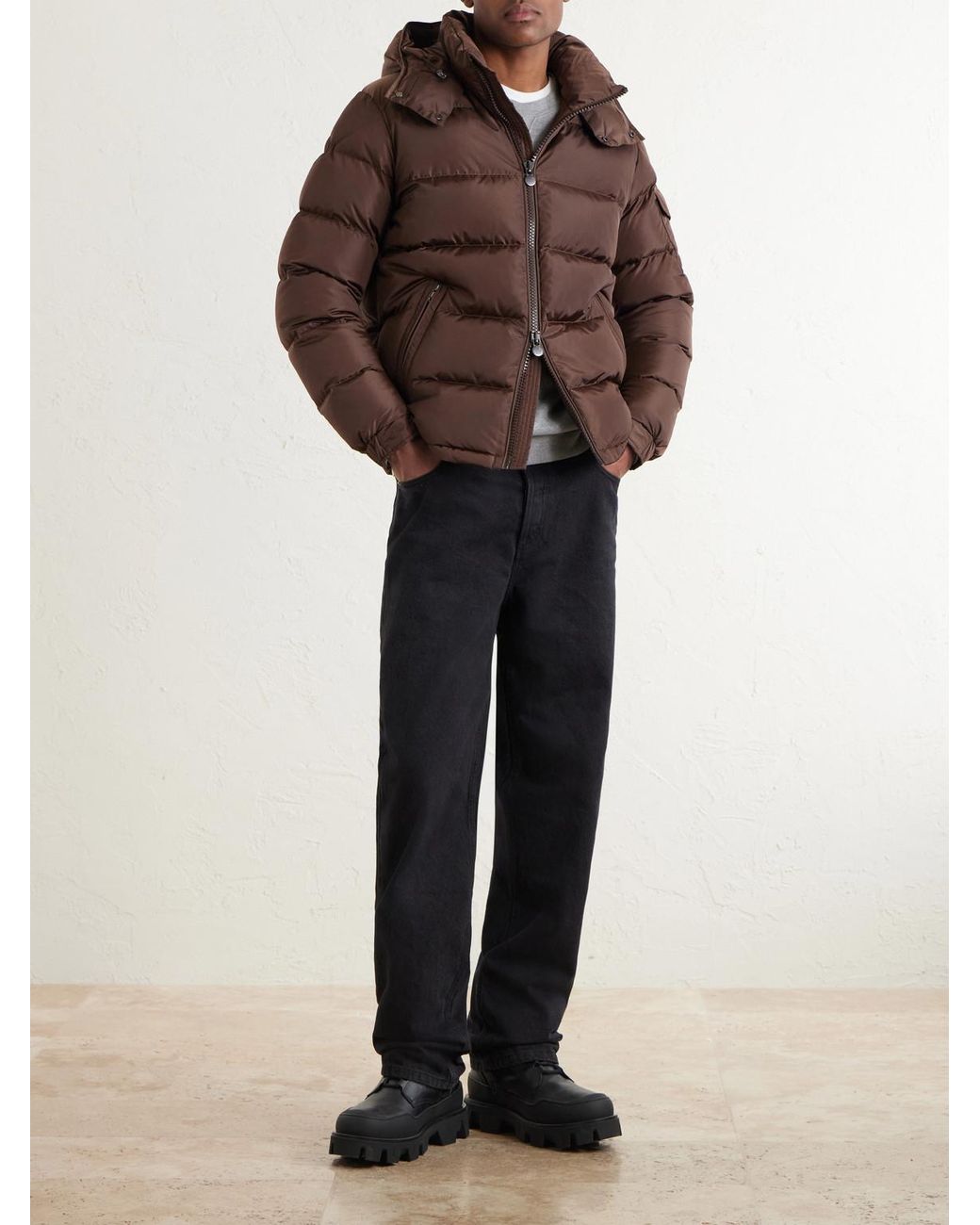Moncler Brown Maya Quilted Shell Down Jacket for men