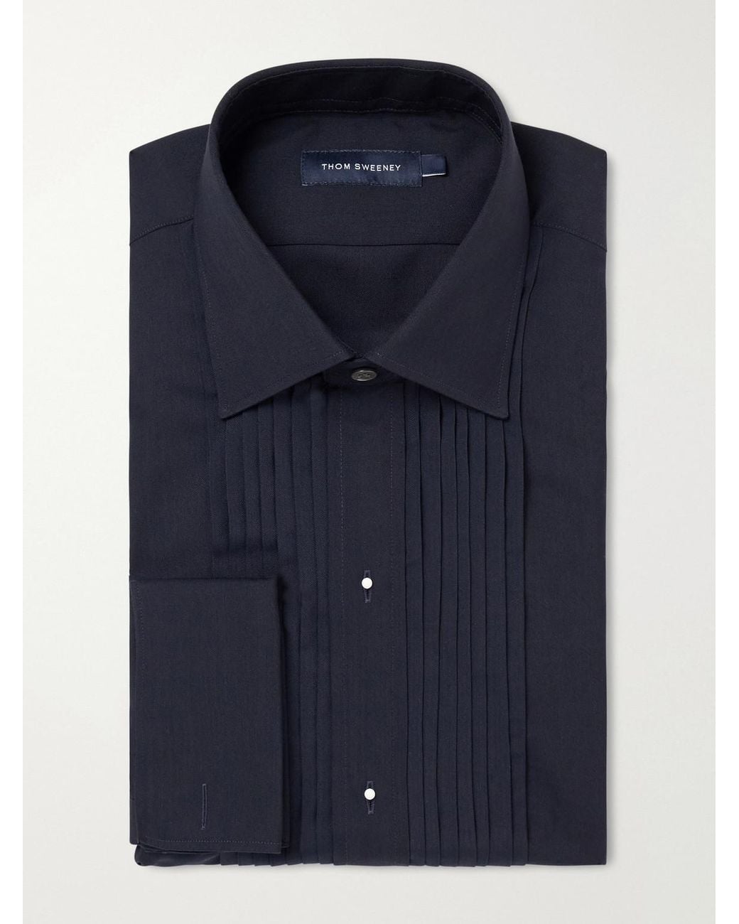 Thom Sweeney Blue Fly Classic-Collar Wool And Silk-Blend Shirt for men