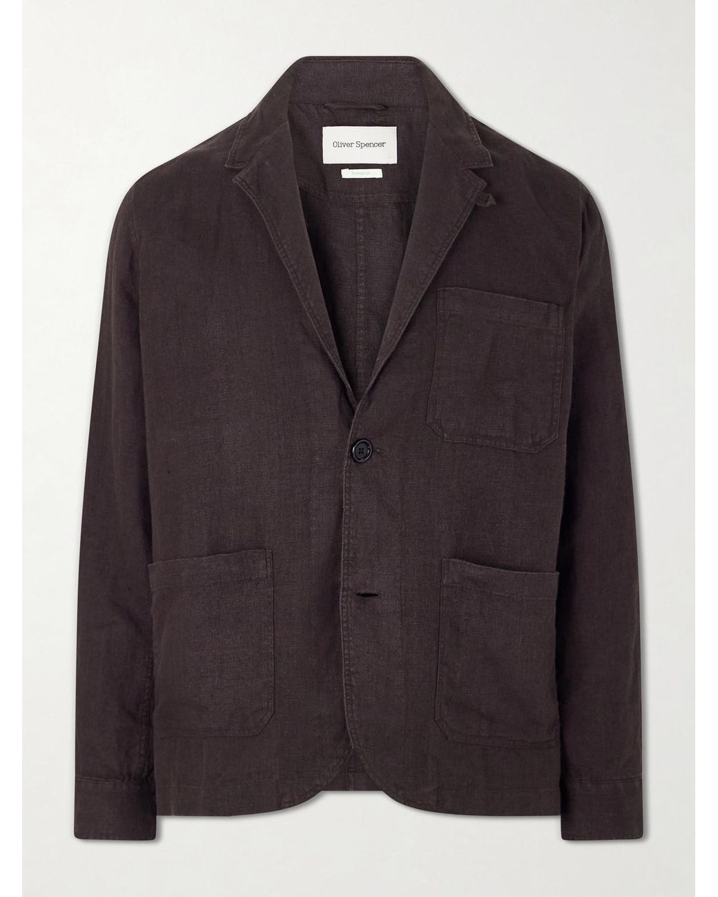 Oliver Spencer Black Camberwell Linen Suit Jacket for men