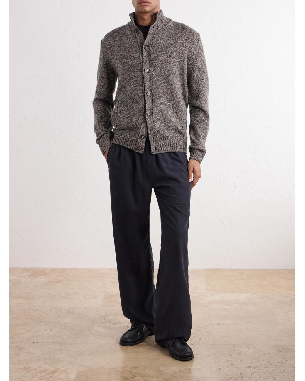 Slowear Gray Zanone Turtleneck Virgin Wool Cardigan for men