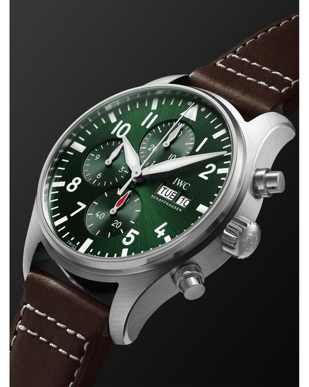 Iwc Black Pilot's Automatic Chronograph Stainless Steel Watch, Ref. Iw378005 for men