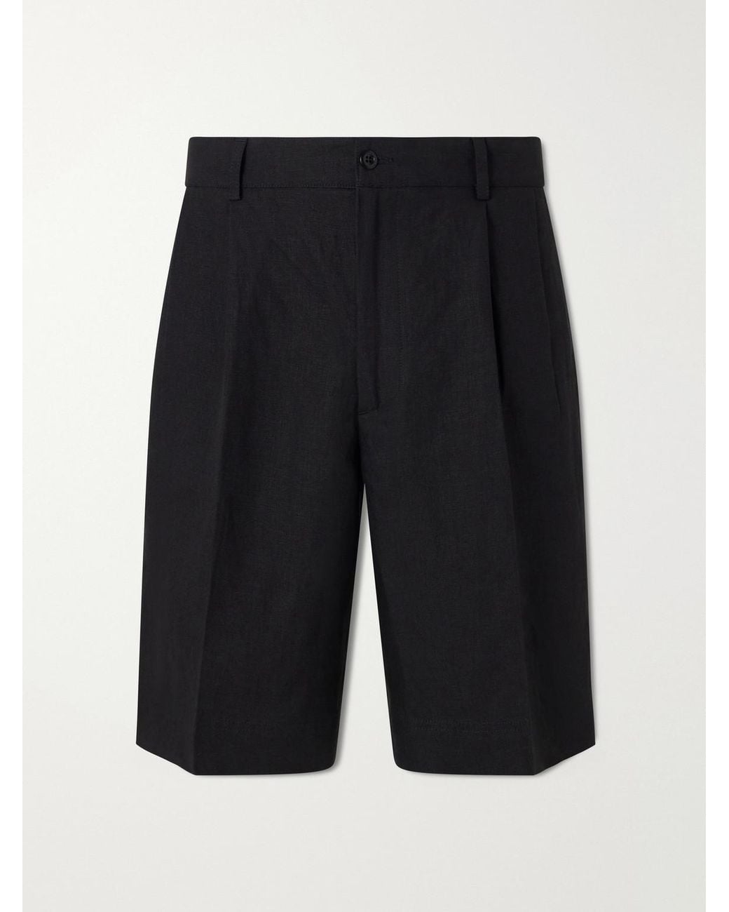 Rubinacci Blue Straight-Leg Pleated Linen Shorts for men
