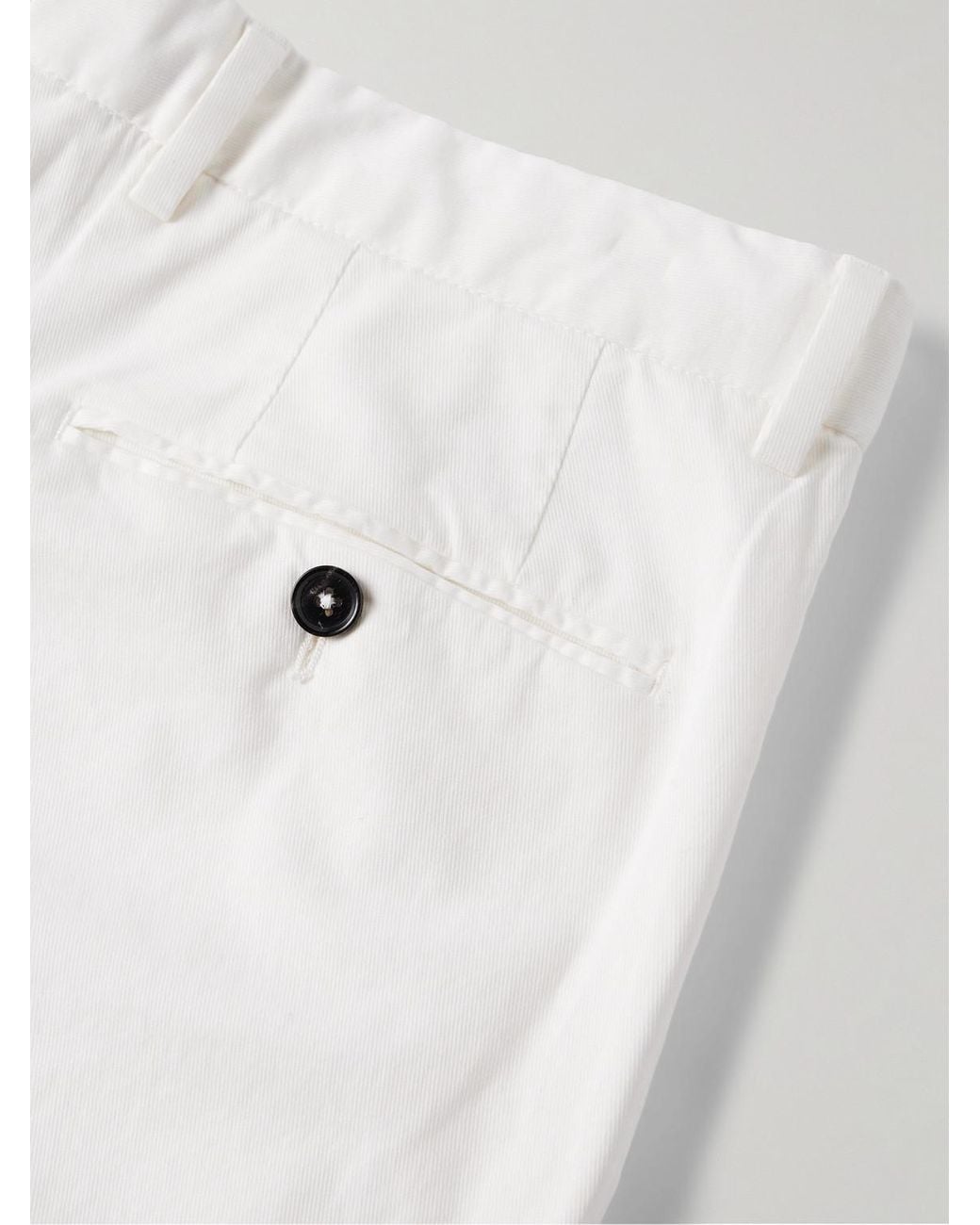 Zegna White Slim-Fit Straight-Leg Cotton-Twill Trousers for men