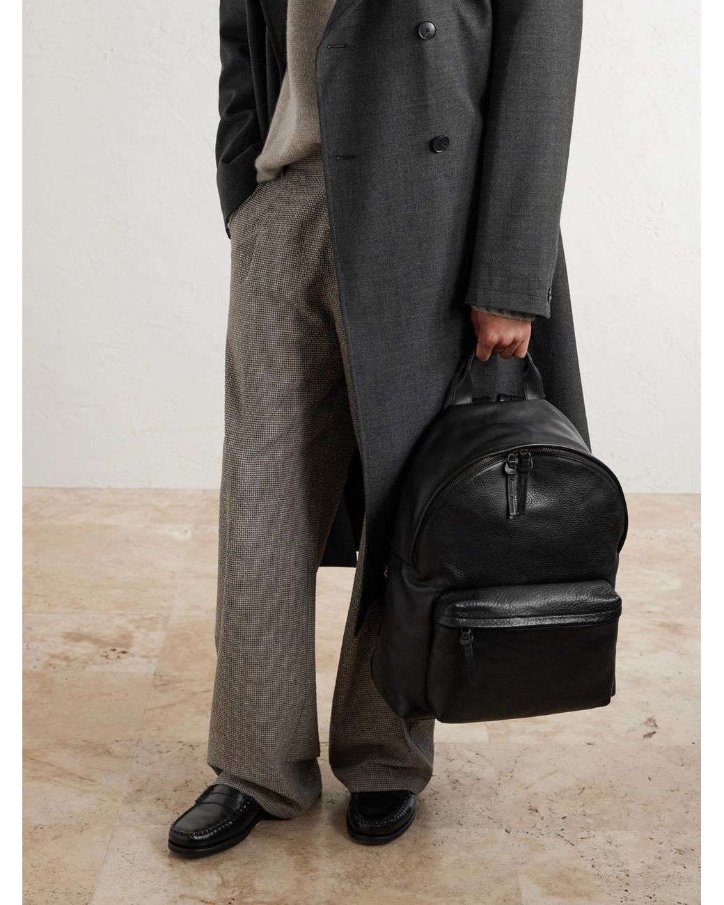 Officine Creative Black Oc 001 Suede Backpack for men