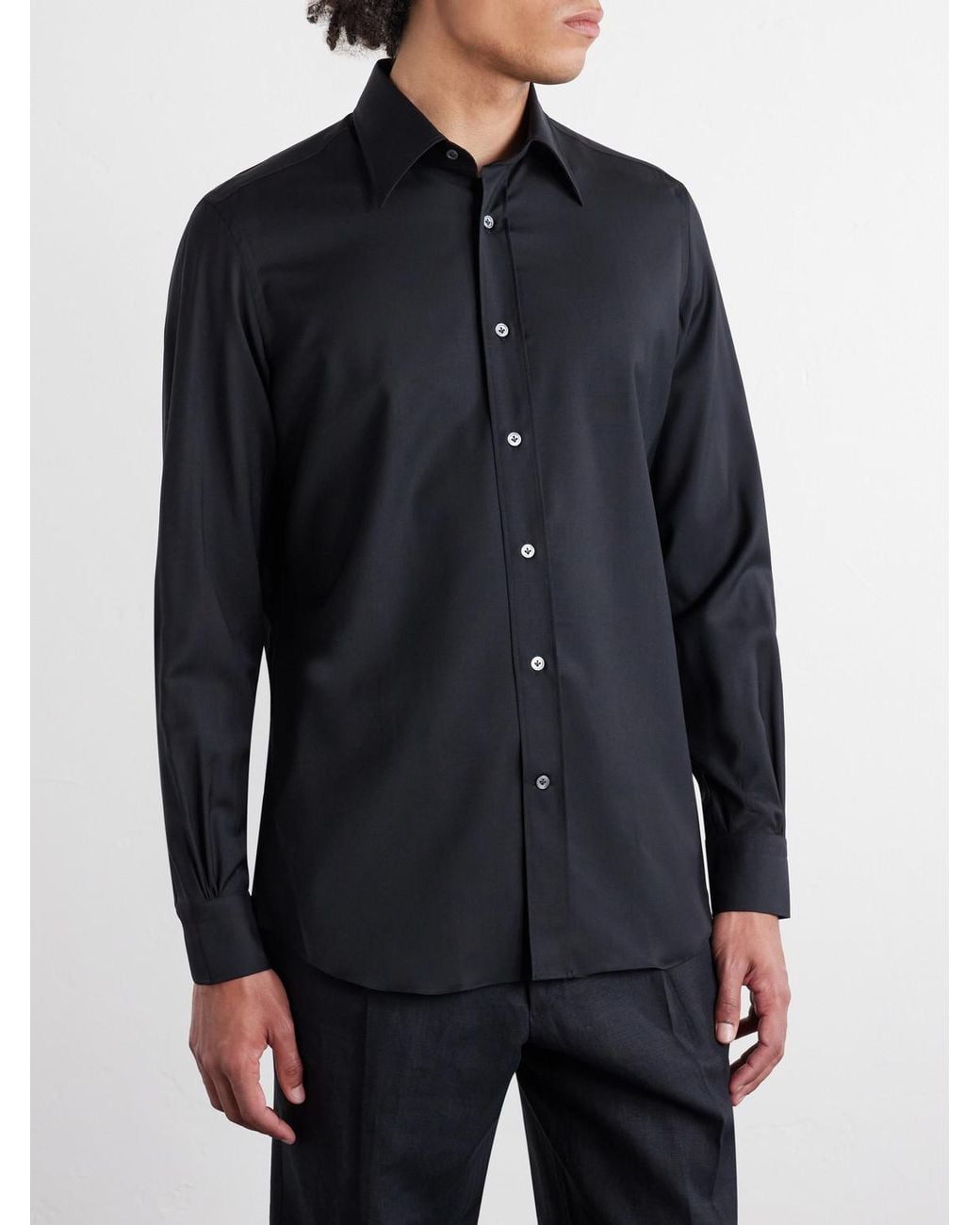 Thom Sweeney Blue Wool Shirt for men