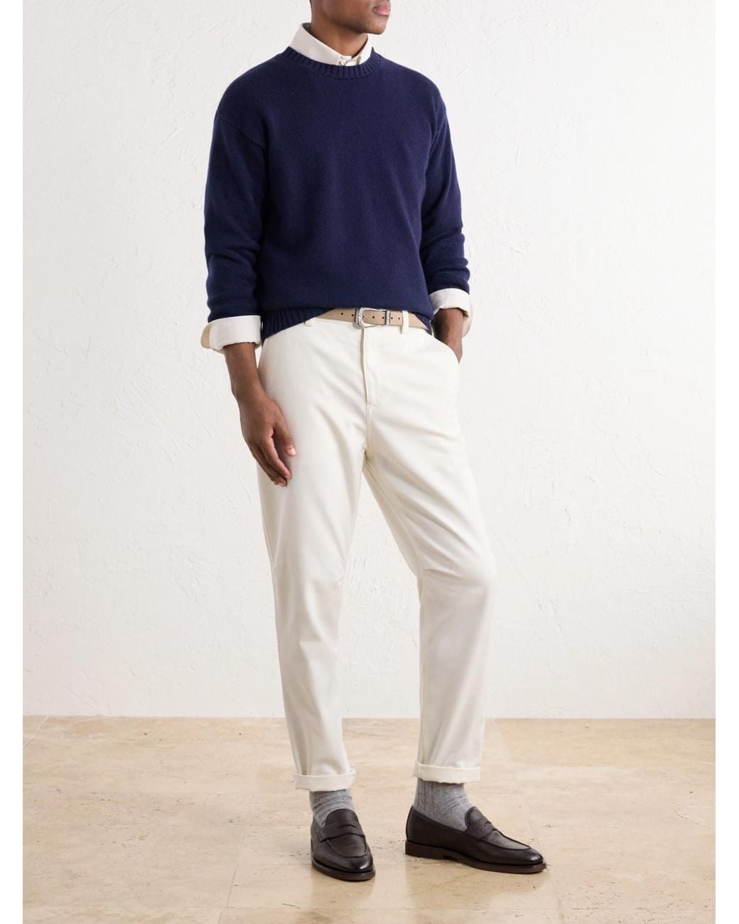 Brunello Cucinelli Blue Cashmere Sweater for men