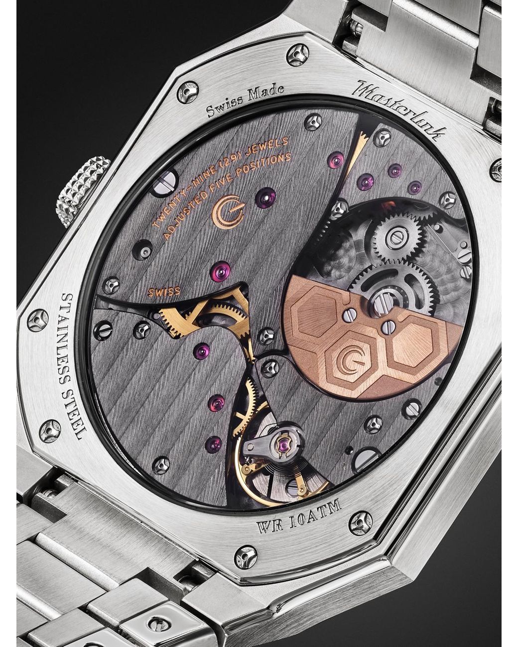 Gerald Charles Black Masterlink 2h Automatic Stainless Steel Watch for men