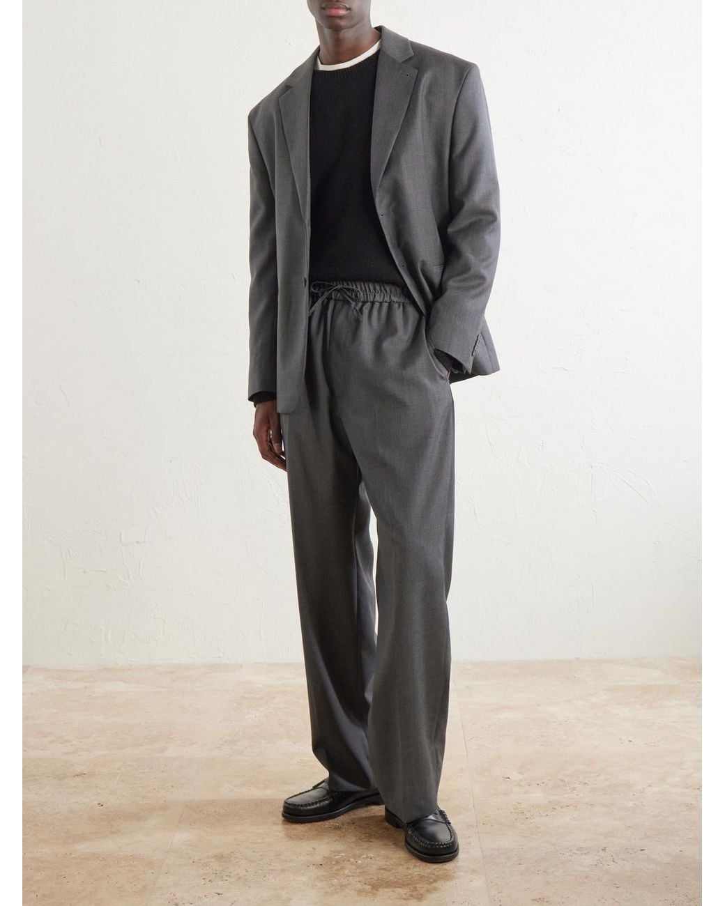 Officine Generale Gray Nilson Straight-Leg Wool, Cashmere And Silk-Blend Suit Trousers for men