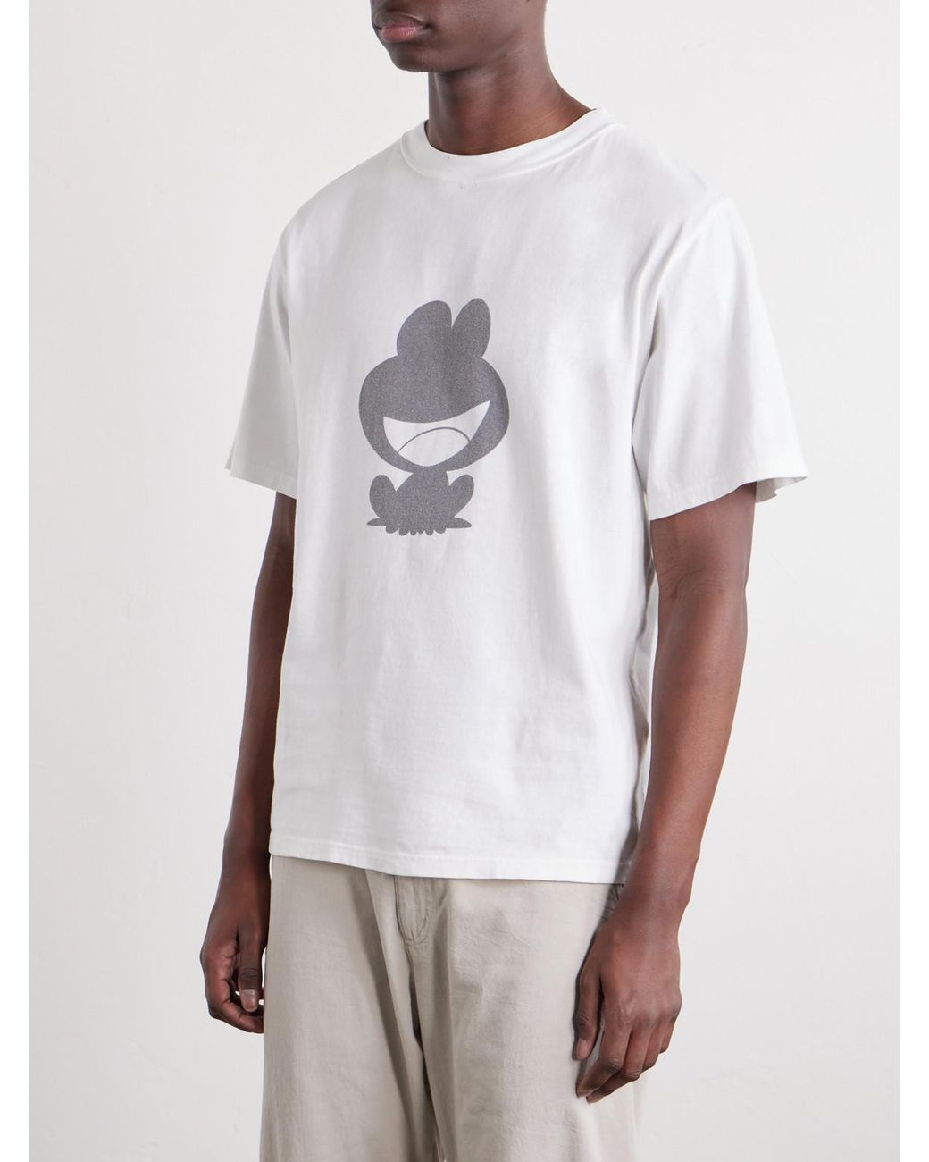 Remi Relief White Frog Printed Cotton-Jersey T-Shirt for men