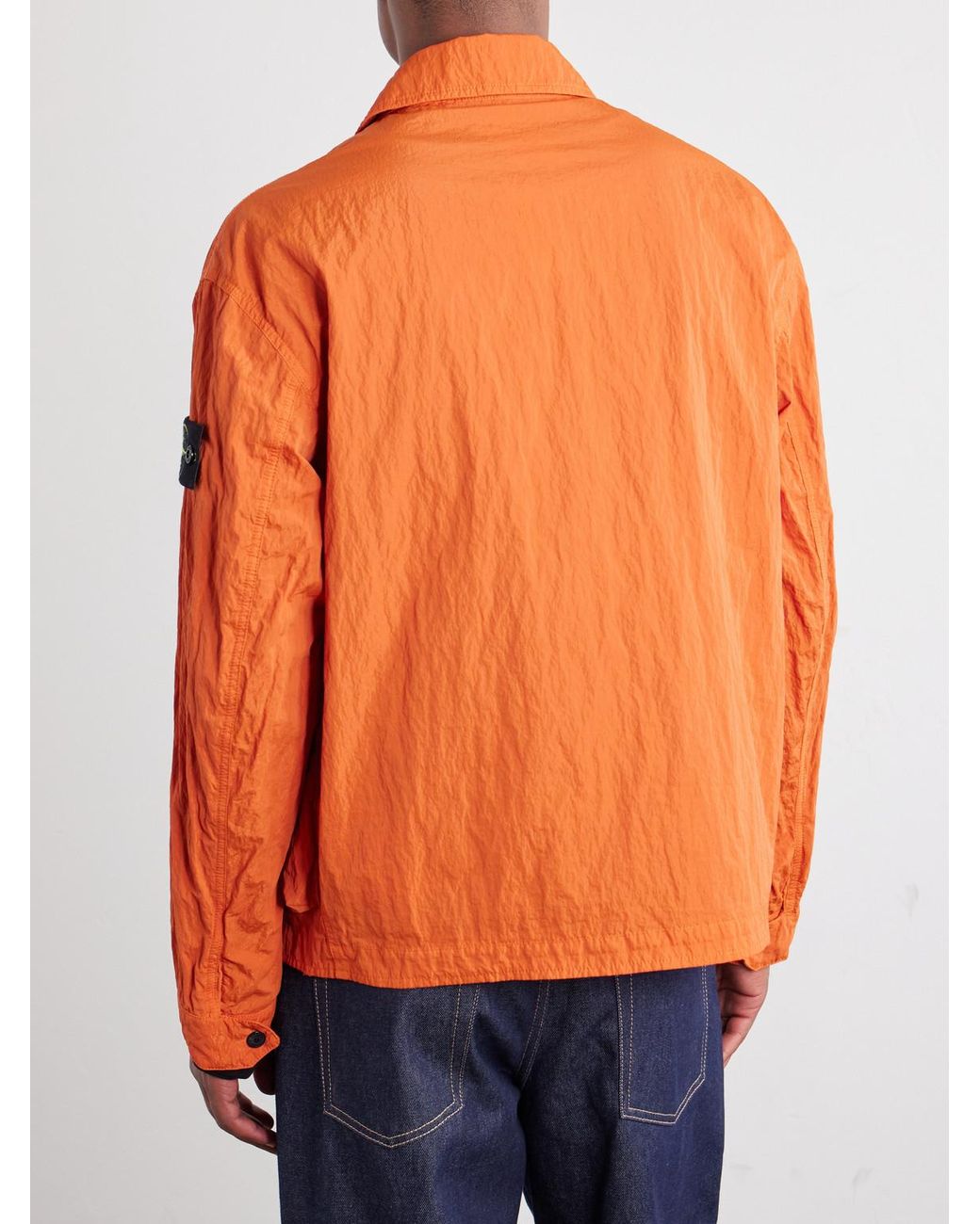 Stone Island Orange Logo-Appliquéd Padded Garment-Dyed Crinkled Warp Rib Nylon-Tc Jacket for men