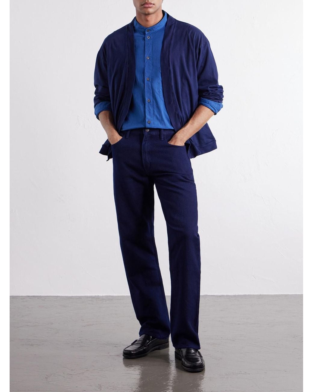 Blue Blue Japan Blue Sashiko Cotton Straight-Leg Jeans for men
