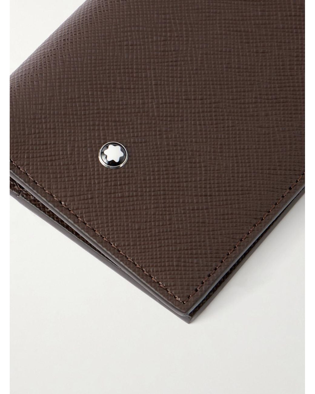 Montblanc Brown Cross-Grain Leather Billfold Wallet for men