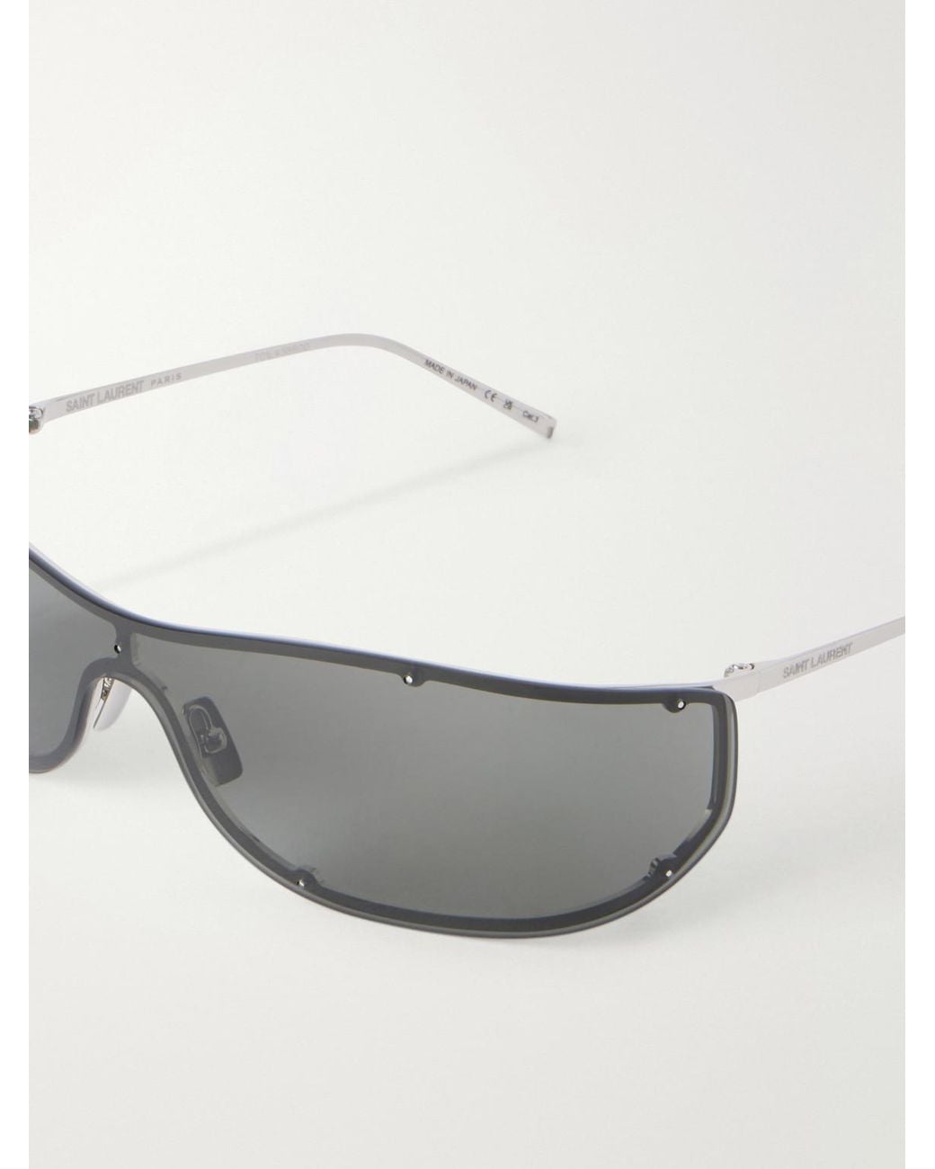 Saint Laurent Gray Mask Rimless Aviator-Style-Tone Sunglasses for men