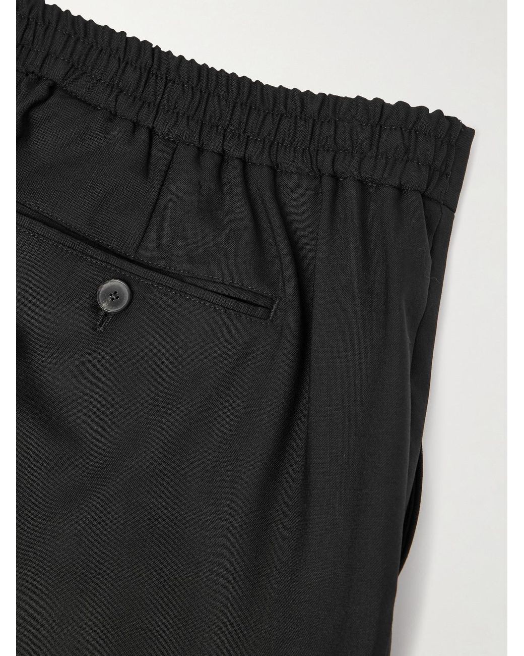 Mr P. Black Tapered Wool Tuxedo Trousers for men