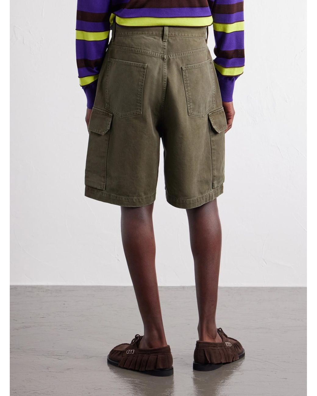 J.W. Anderson Green Twisted Straight-Leg Cotton-Twill Shorts for men