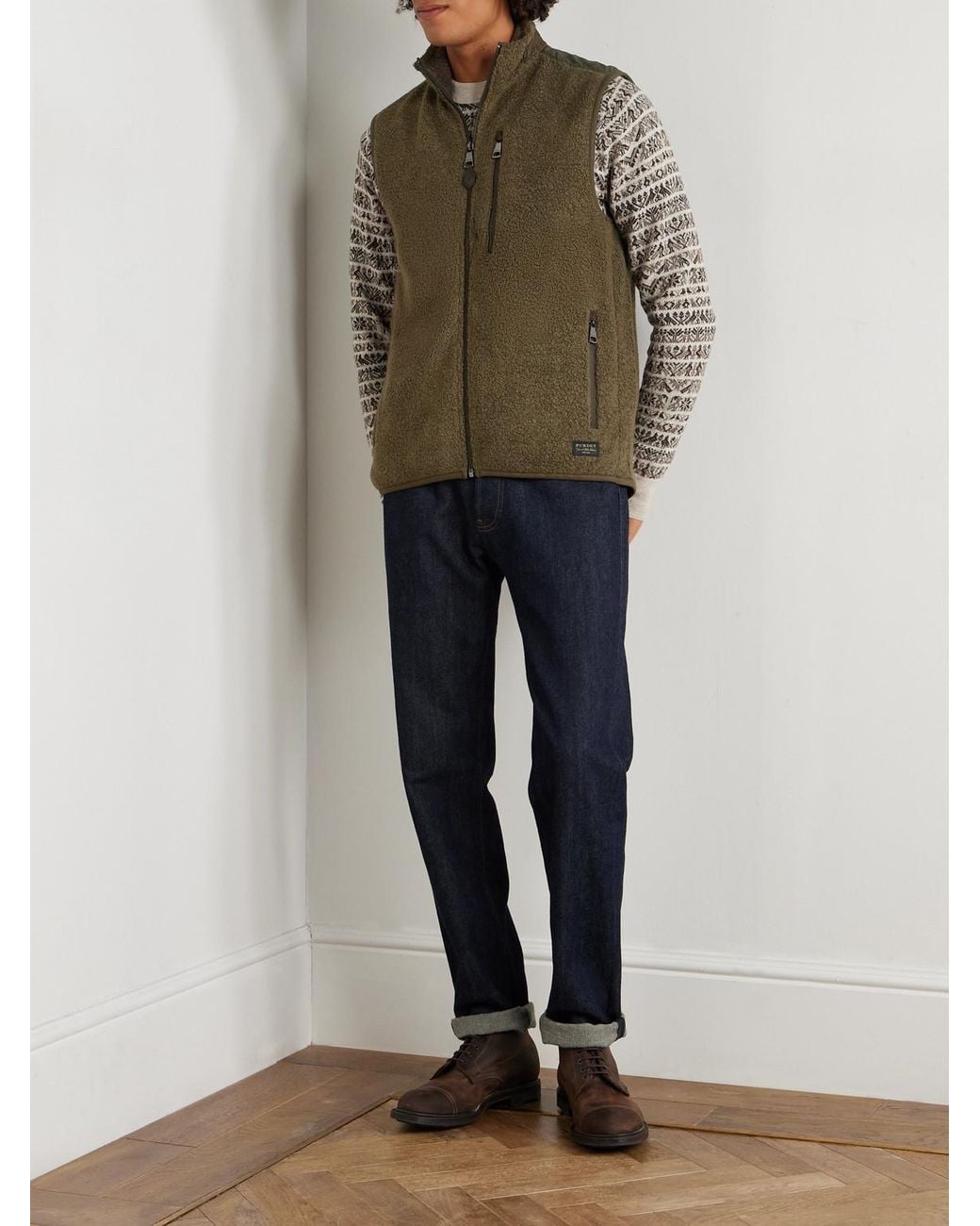 James Purdey & Sons Green Shell-Trimmed Bouclé Gilet for men