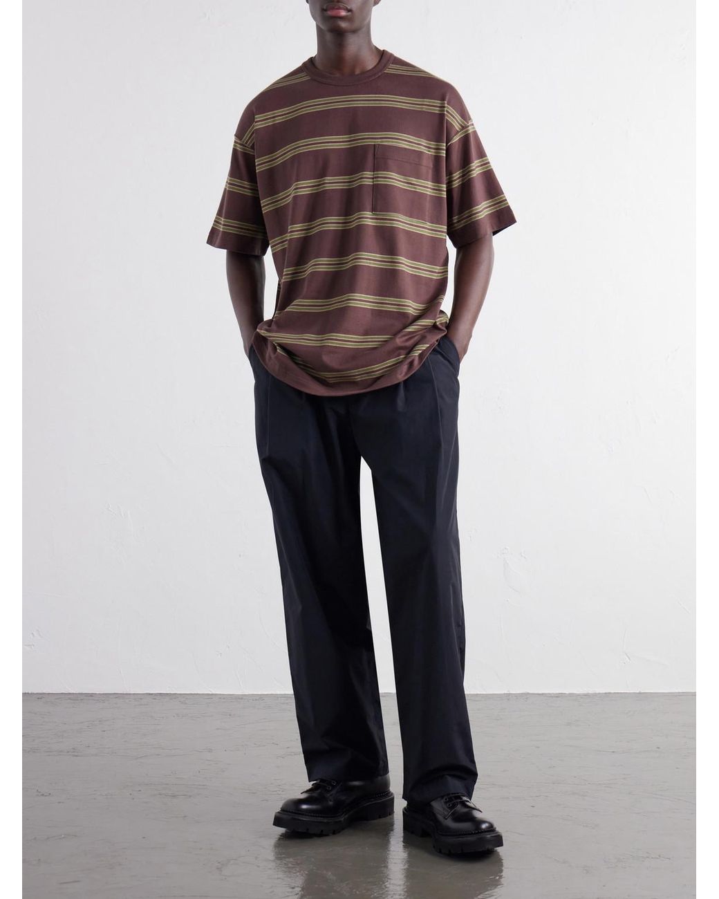 Comme des Garçons Brown Striped Cotton-Jersey T-Shirt for men