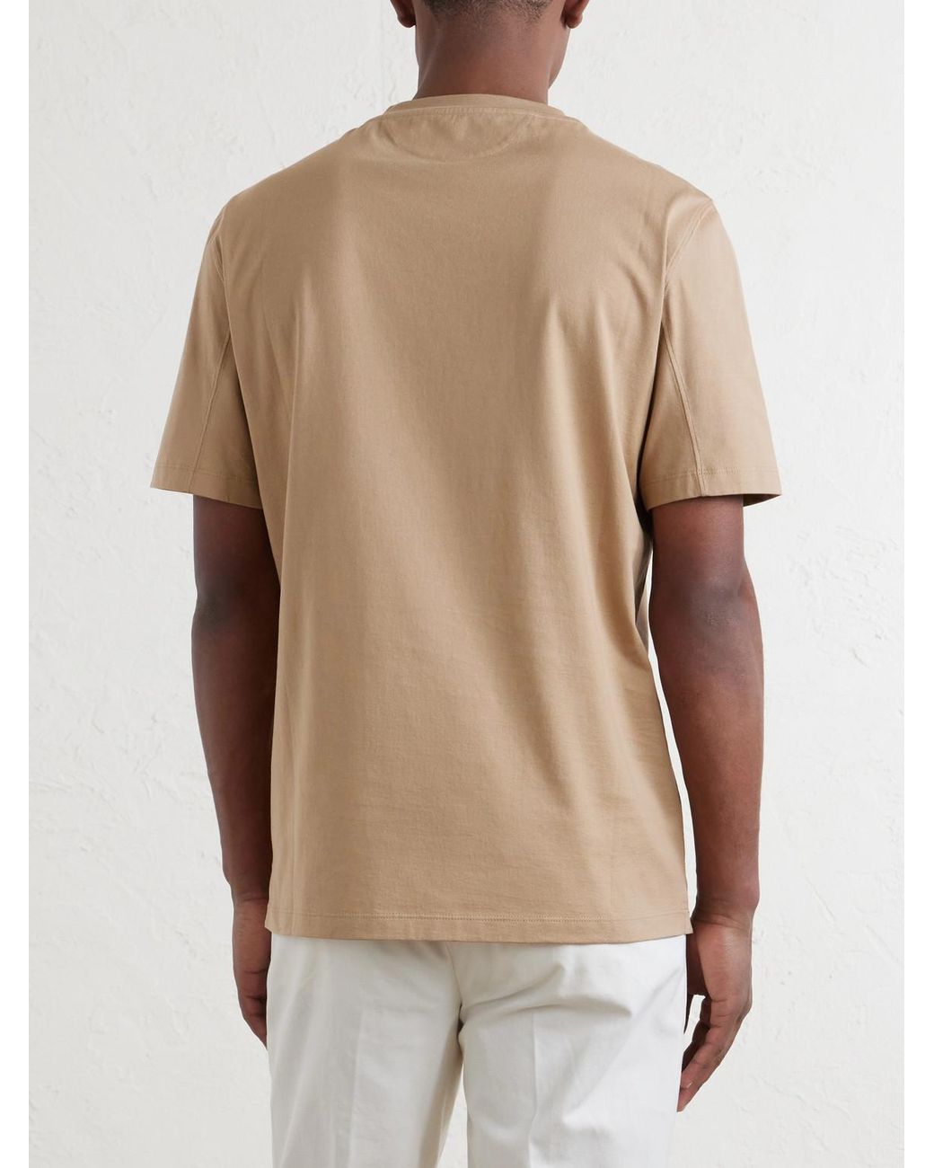 Brunello Cucinelli Natural Logo-Print Cotton-Jersey T-Shirt for men