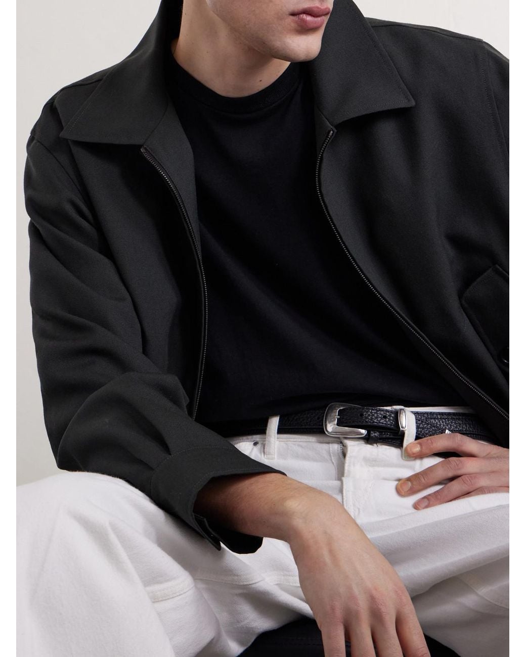 A.PRESSE Black Cotton And Cashmere-Blend T-Shirt for men