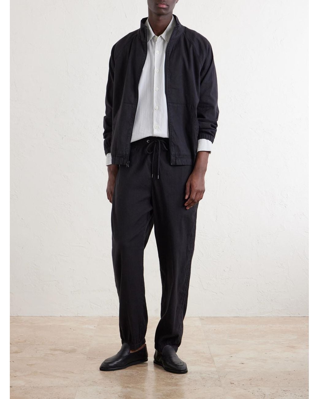 James Perse Black Linen-Blend Blouson Jacket for men