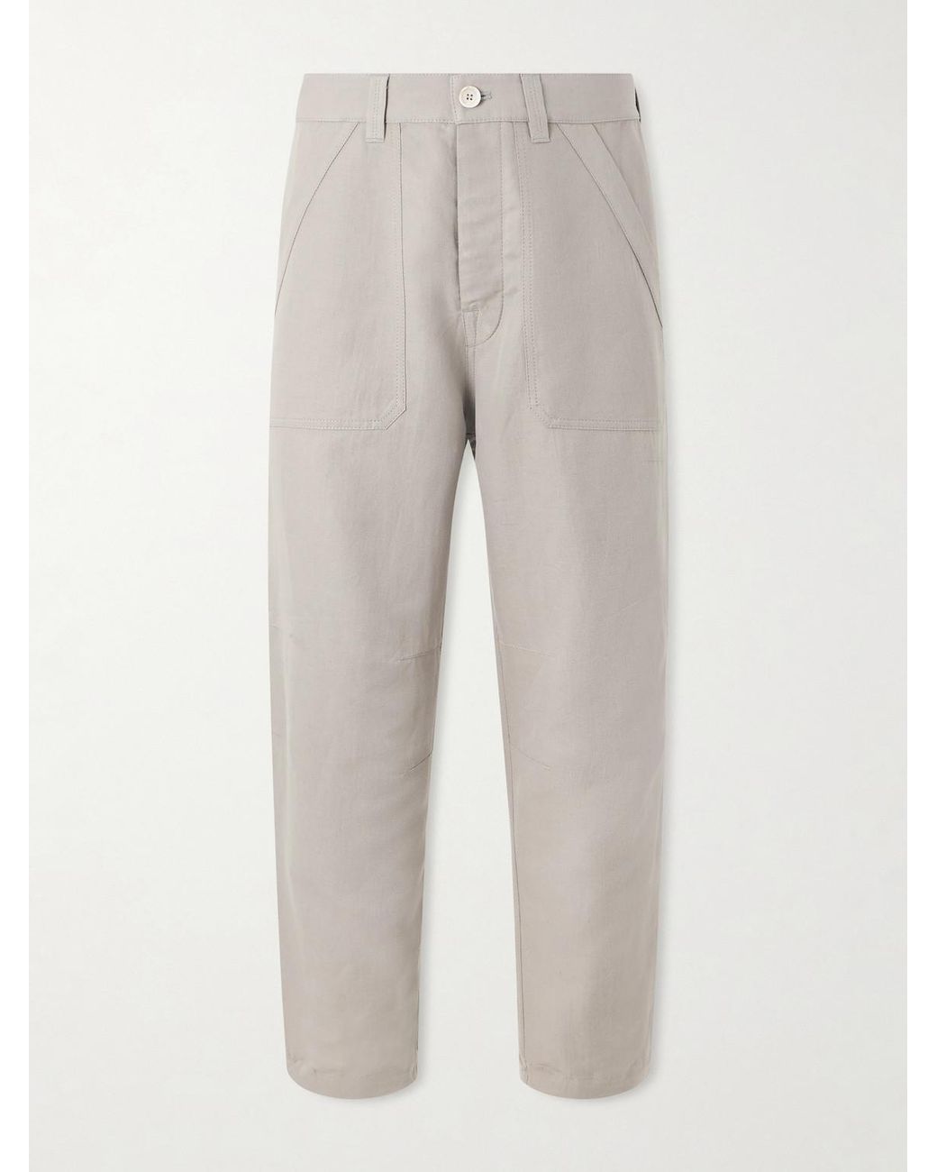 Brunello Cucinelli Gray Straight-leg Linen And Cotton-blend Trousers for men