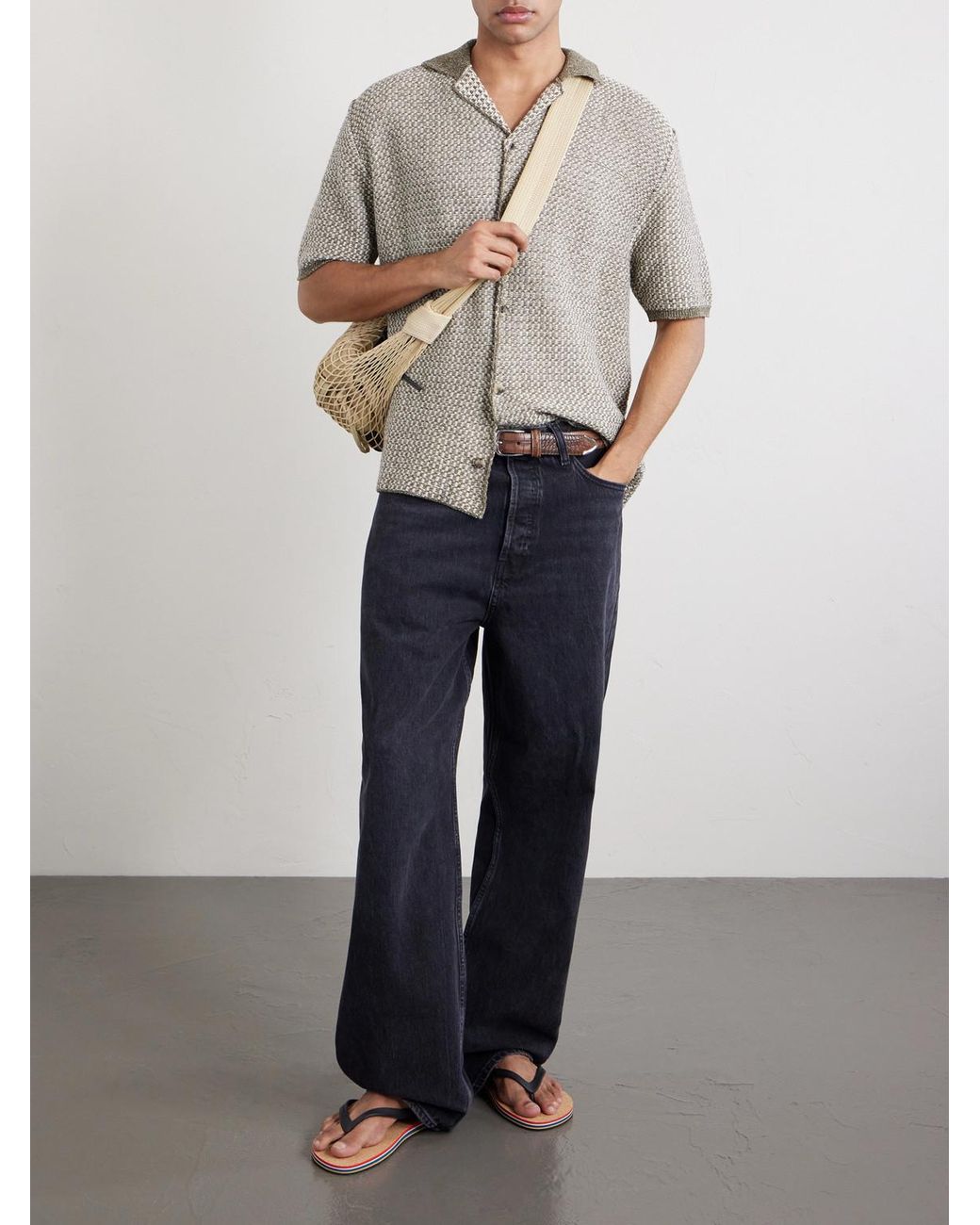 Inis Meáin Gray Tonnta Camp-collar Linen for men