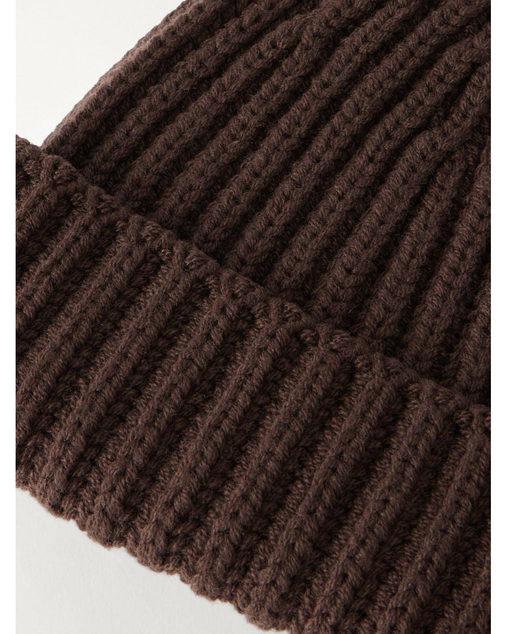 STÒFFA Brown Ribbed Cashmere Beanie for men