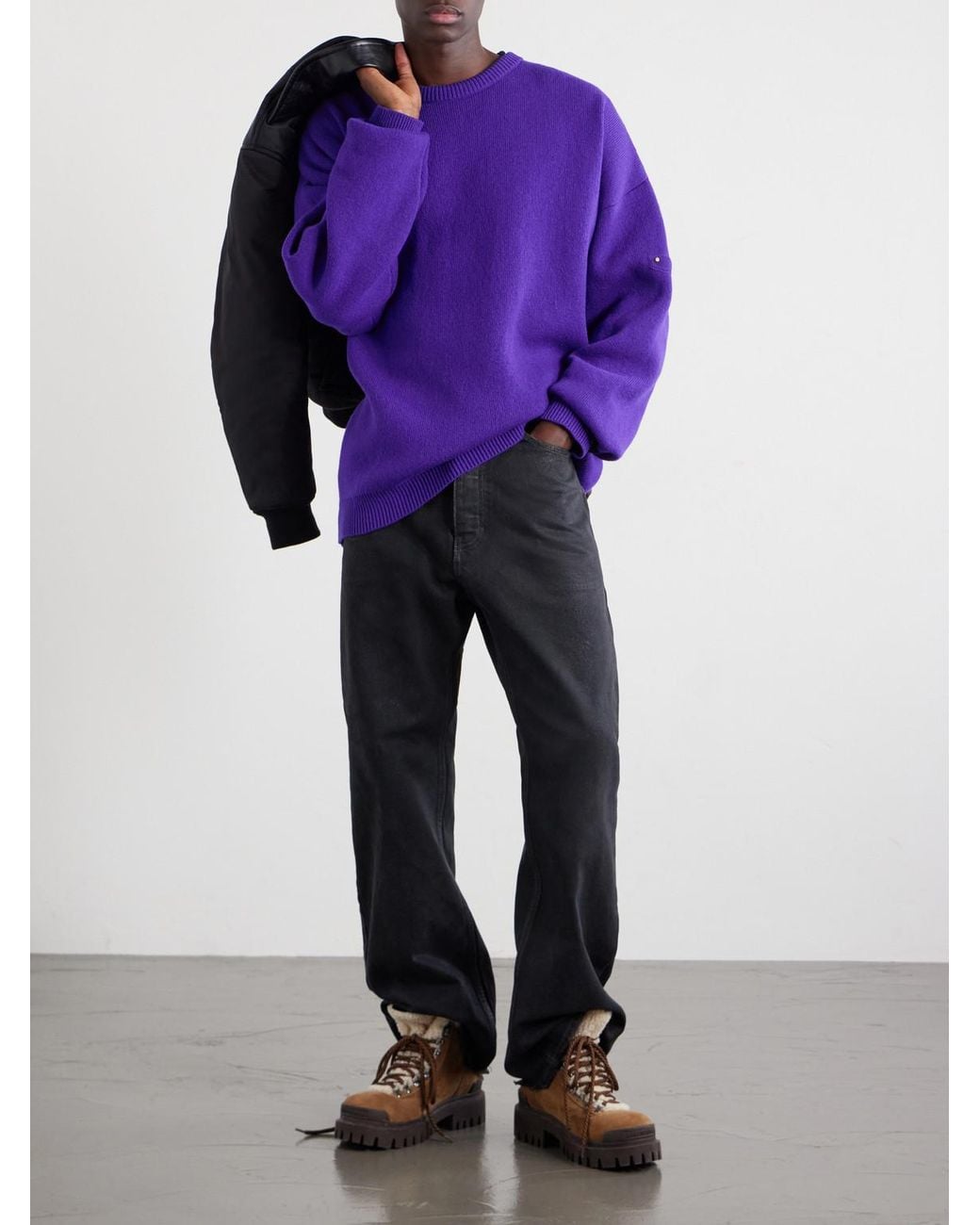 Balenciaga Purple City Embellished Wool-Blend Sweater for men