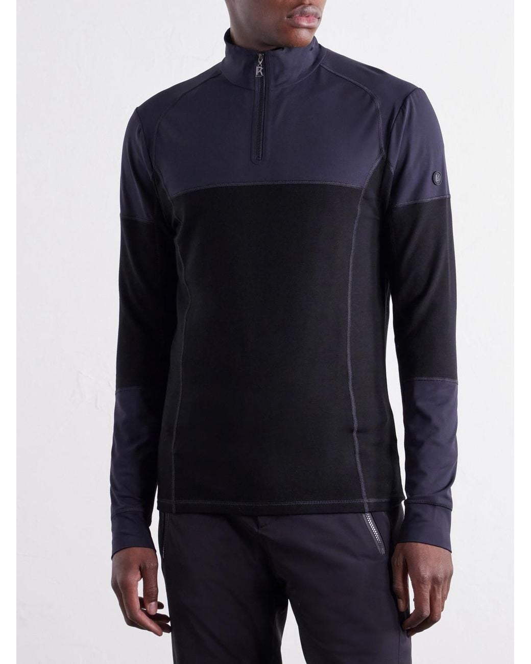 Bogner Blue Marino Panelled Stretch-Jersey Half-Zip Ski Mid-Layer for men
