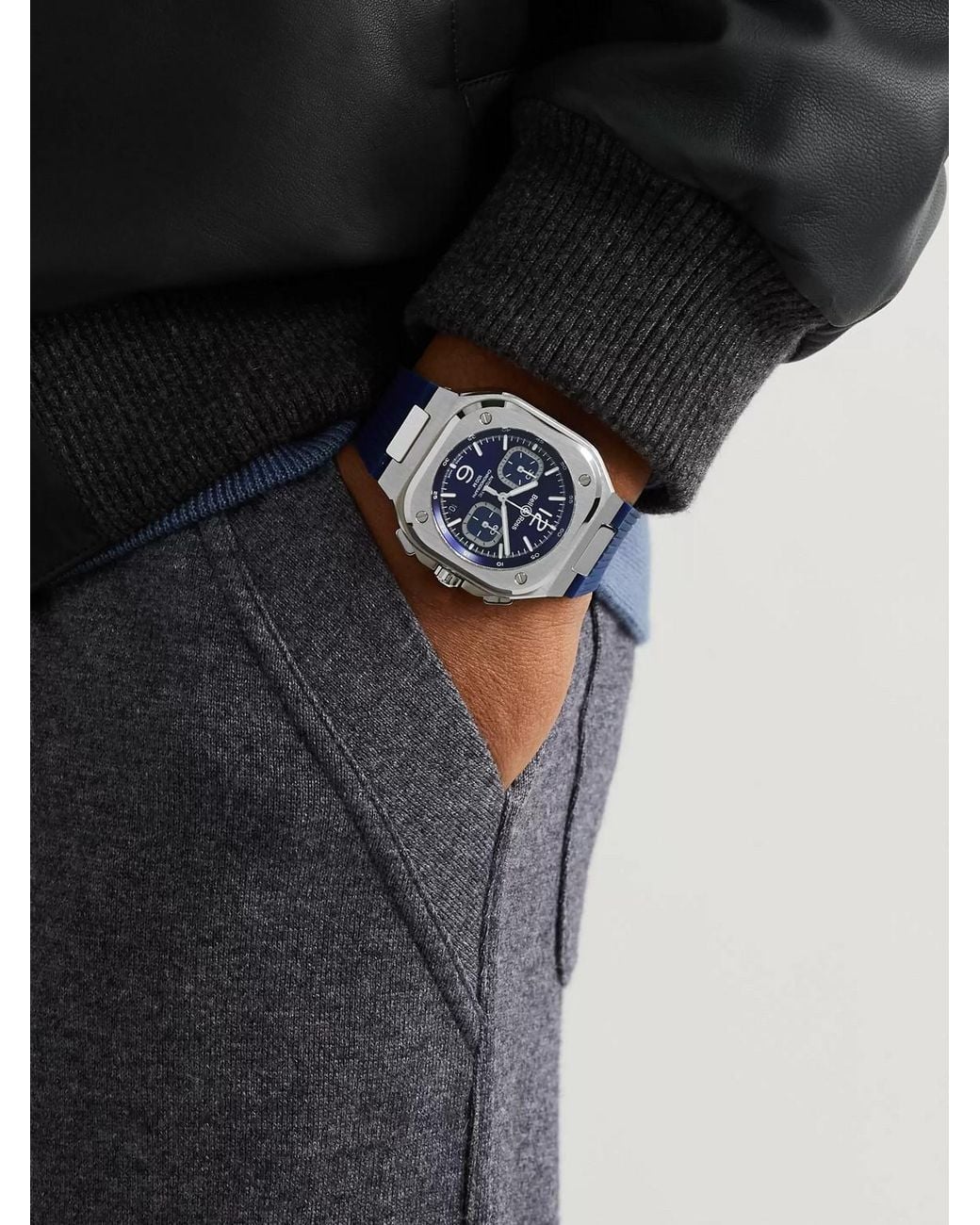 Bell & Ross Blue Br 05 Automatic Chronograph Stainless Steel Watch, Ref. Br05C-Bubu-St/Srb for men
