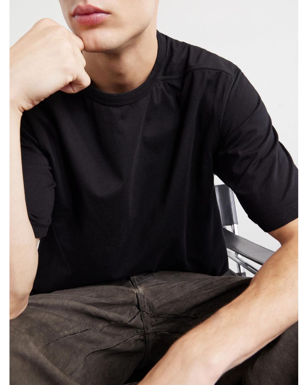 Rick Owens Black Brad Cotton-Jersey T-Shirt for men