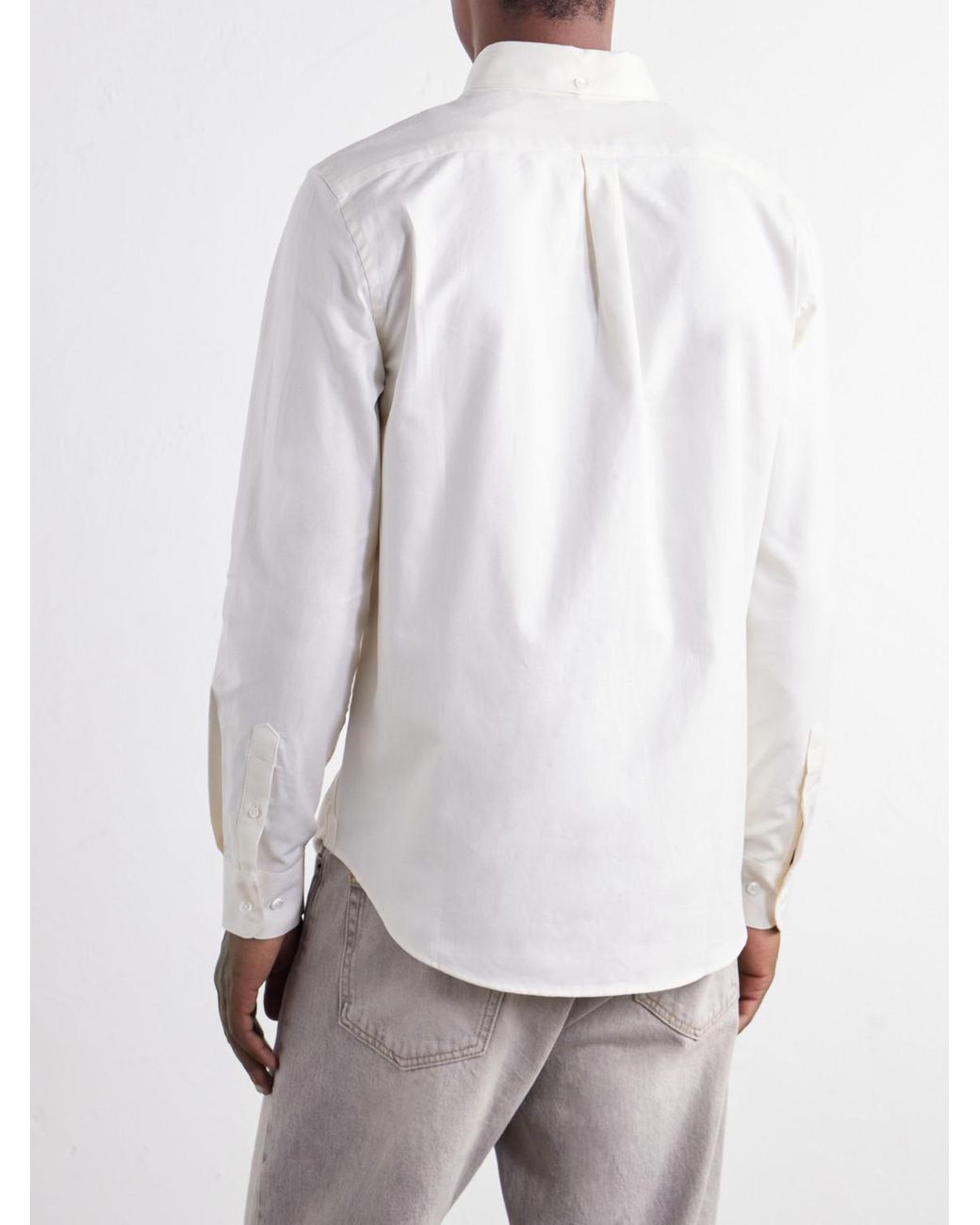 Portuguese Flannel White Montebelo Button-down Collar Cotton-poplin Shirt for men
