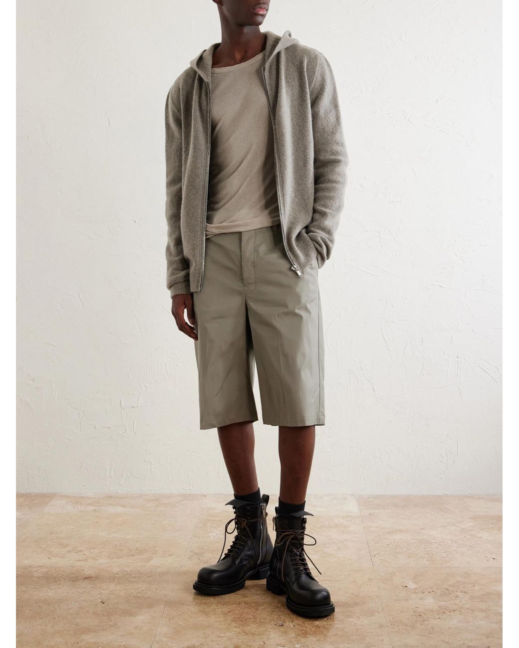 Rick Owens Gray Straight-Leg Cotton-Blend Canvas Shorts for men