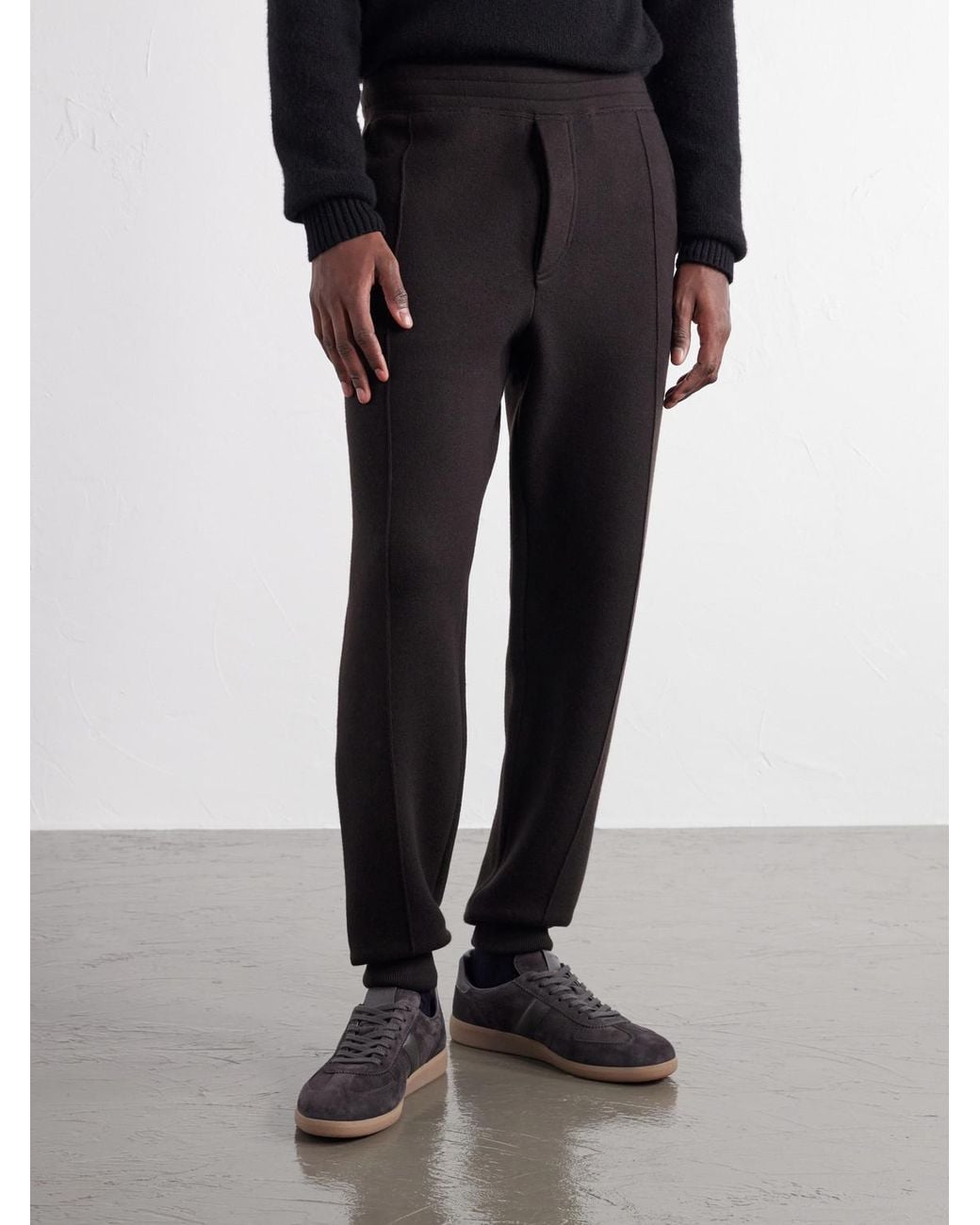 Tom Ford Black Tapered Wool-Jersey Sweatpants for men