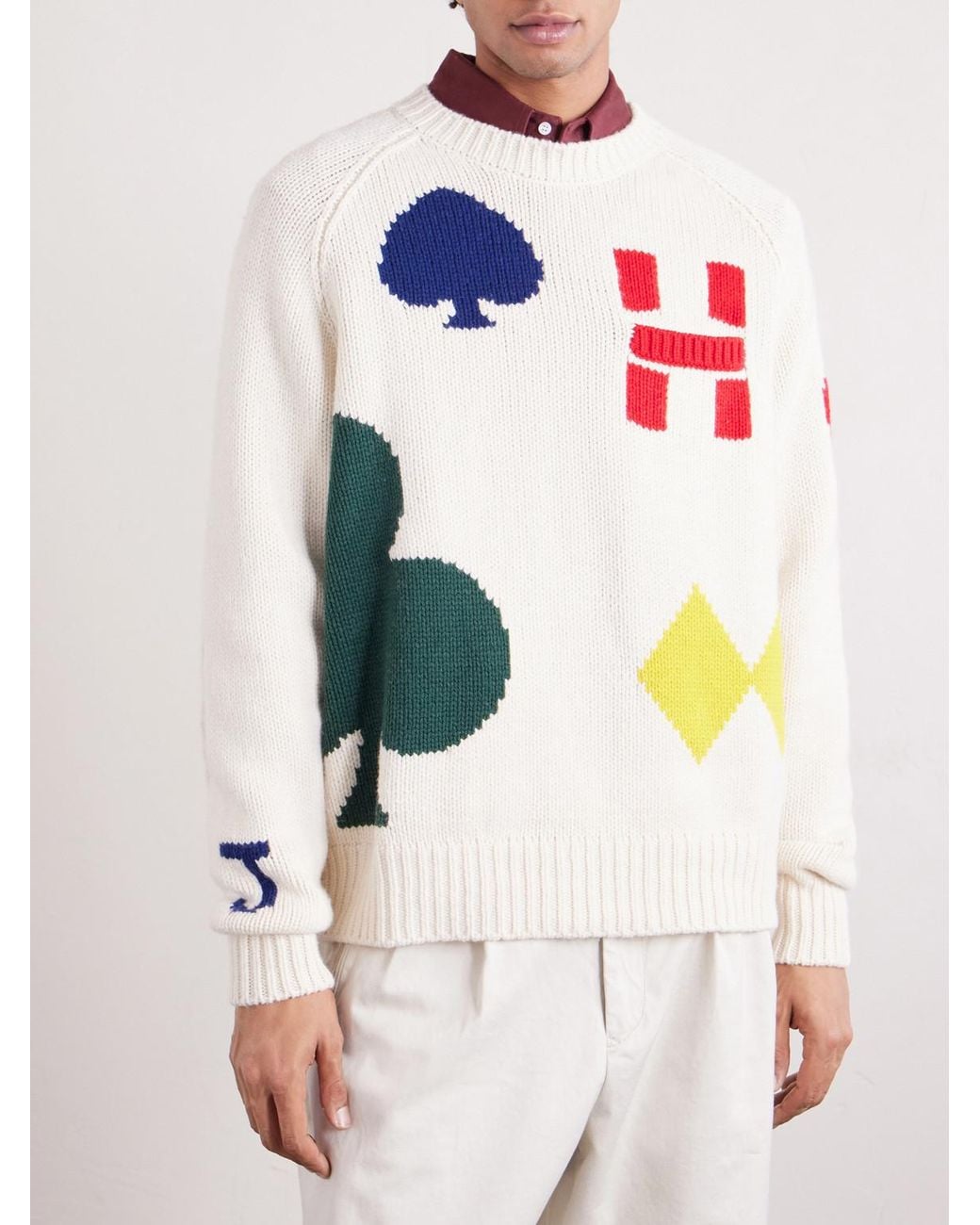 Human Made White Intarsia Wool-Blend Sweater for men