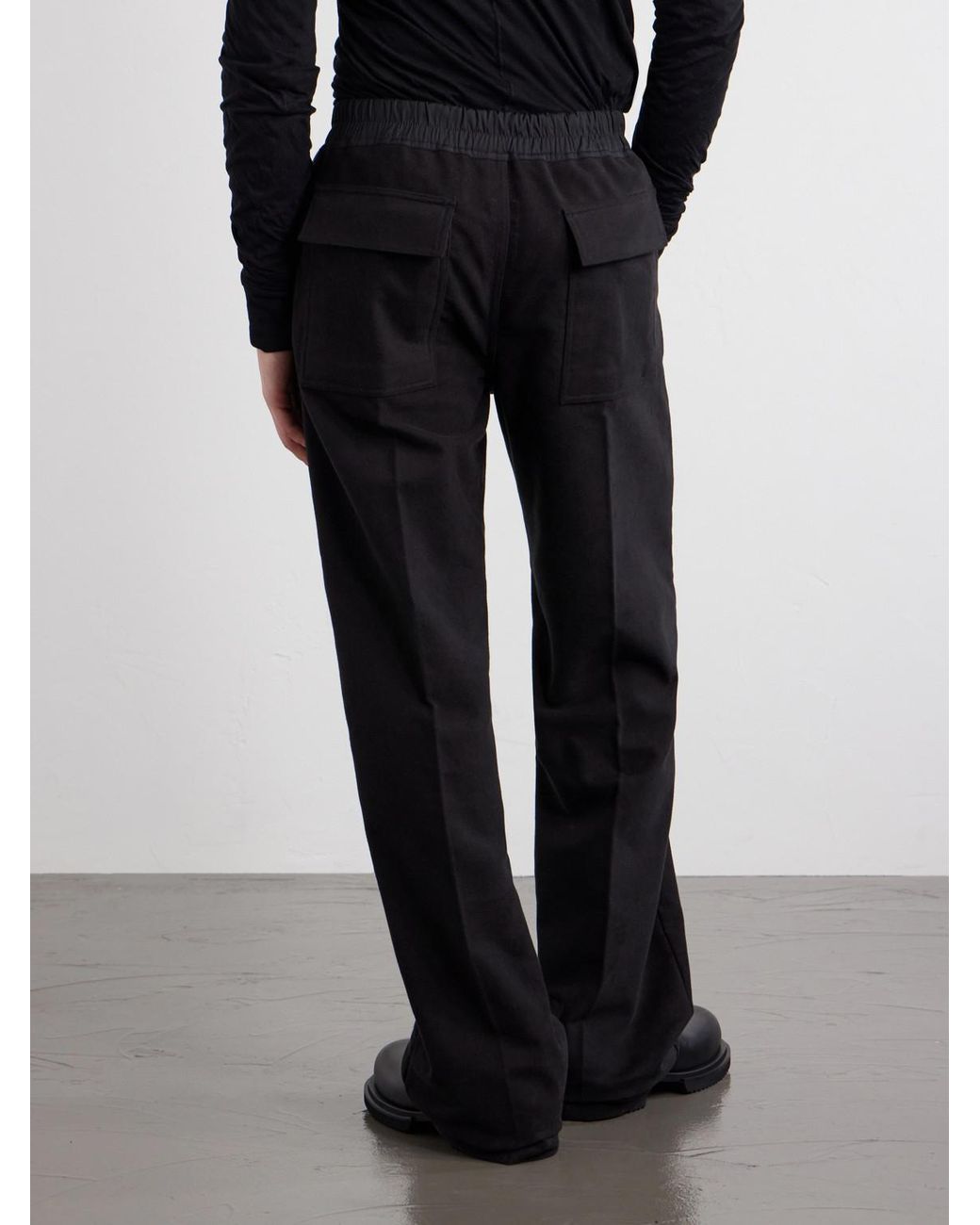 Rick Owens Black Dietrich Straight-leg Cotton-twill Drawstring Trousers for men