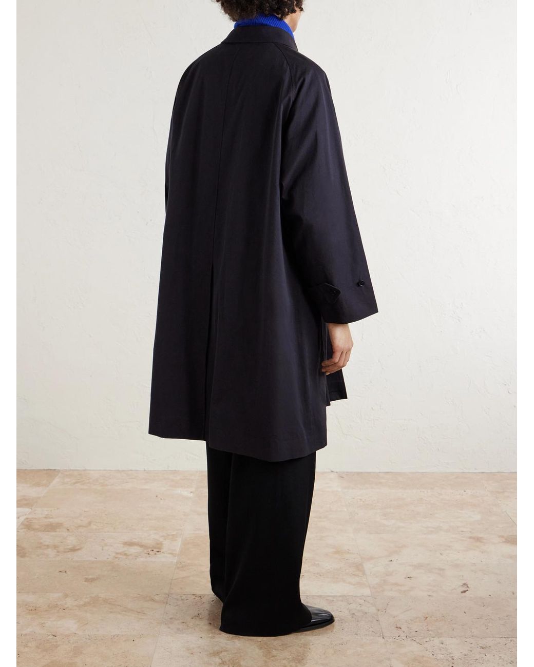 Kaptain Sunshine Blue Walker Cotton-Gabardine Coat for men