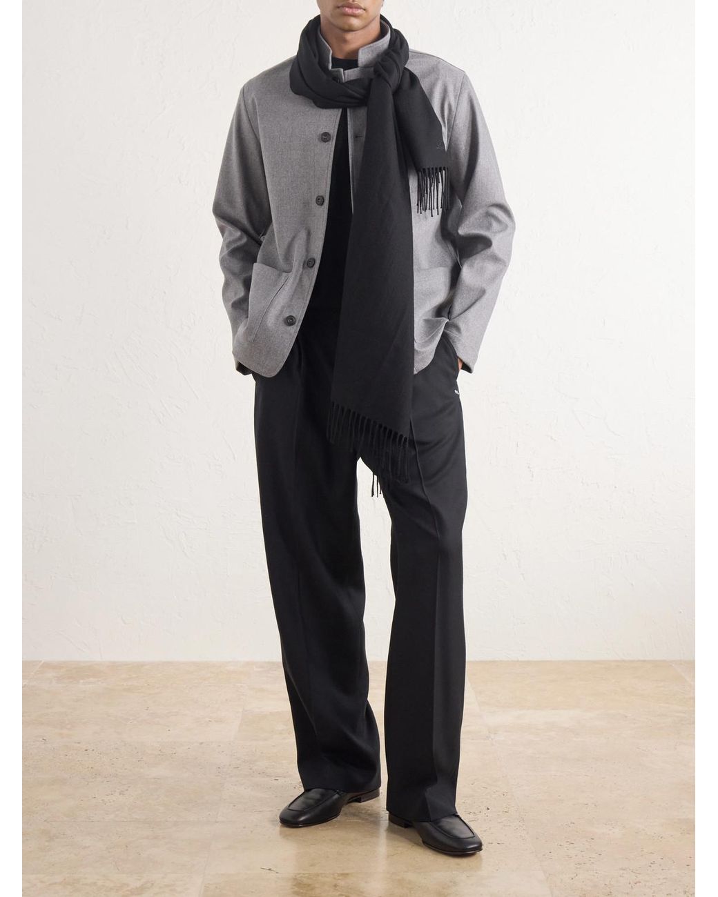 Altea Gray Pablo Wool-blend Flannel Blouson Jacket for men
