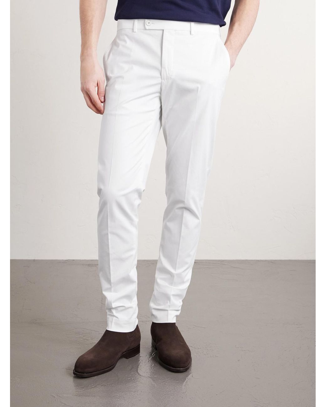 Slowear White Tapered Stretch-cotton Trousers for men