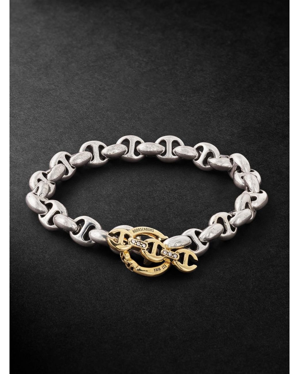Hoorsenbuhs Black Open-linktm Sterling Silver Diamond Chain Bracelet for men