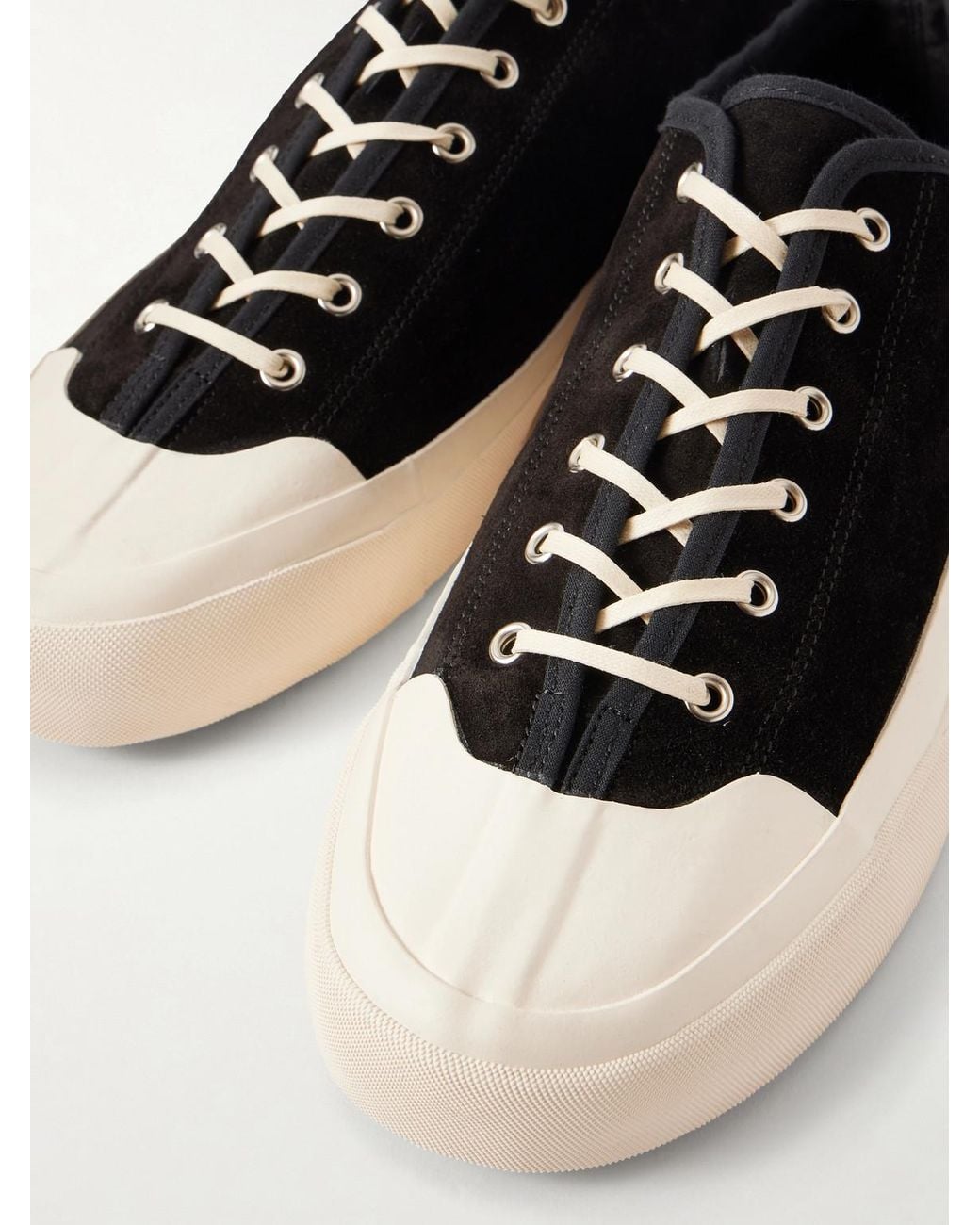 Morjas Black Plimsoll Rubber-Trimmed Suede Sneakers for men
