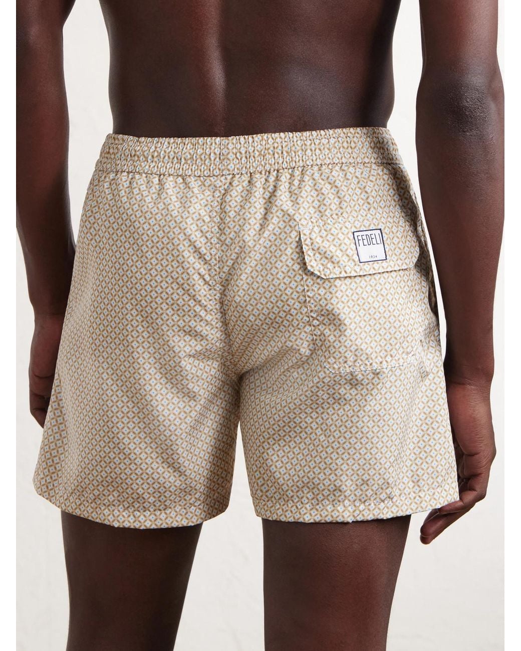 Fedeli Natural Madeira Straight-leg Mid-length Printed Swim Shorts for men