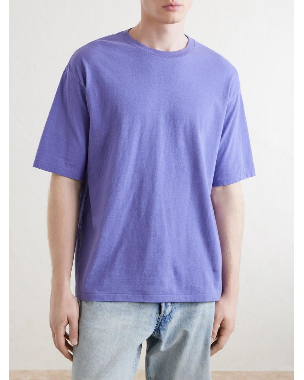 Auralee Purple Organic Cotton-Jersey T-Shirt for men