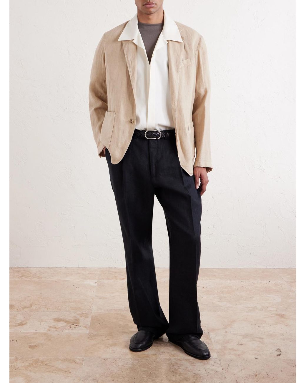 Altea Natural Aaron Garment-dyed Linen Blazer for men