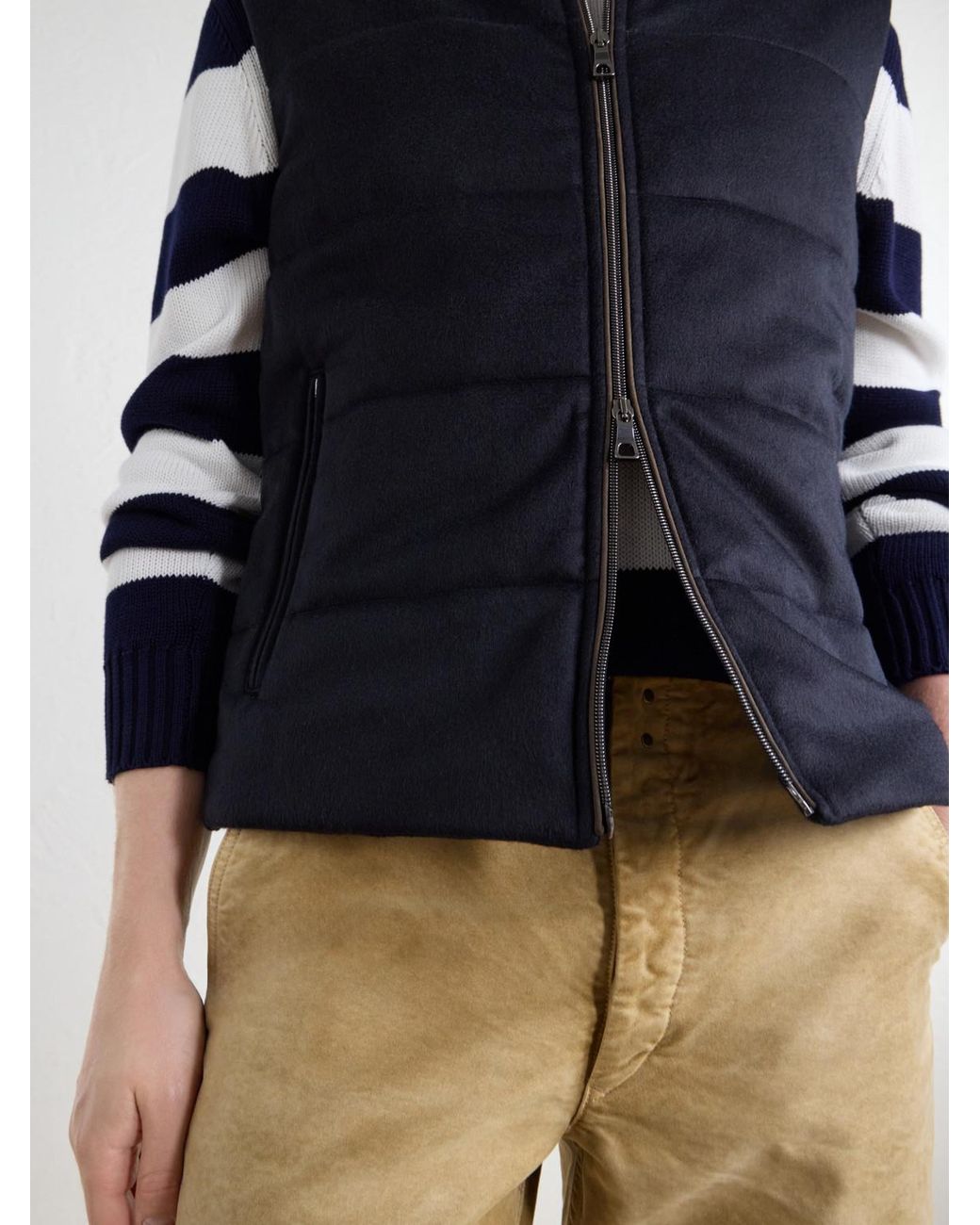 N.Peal Cashmere Blue Belgravia Quilted Cashmere Gilet for men